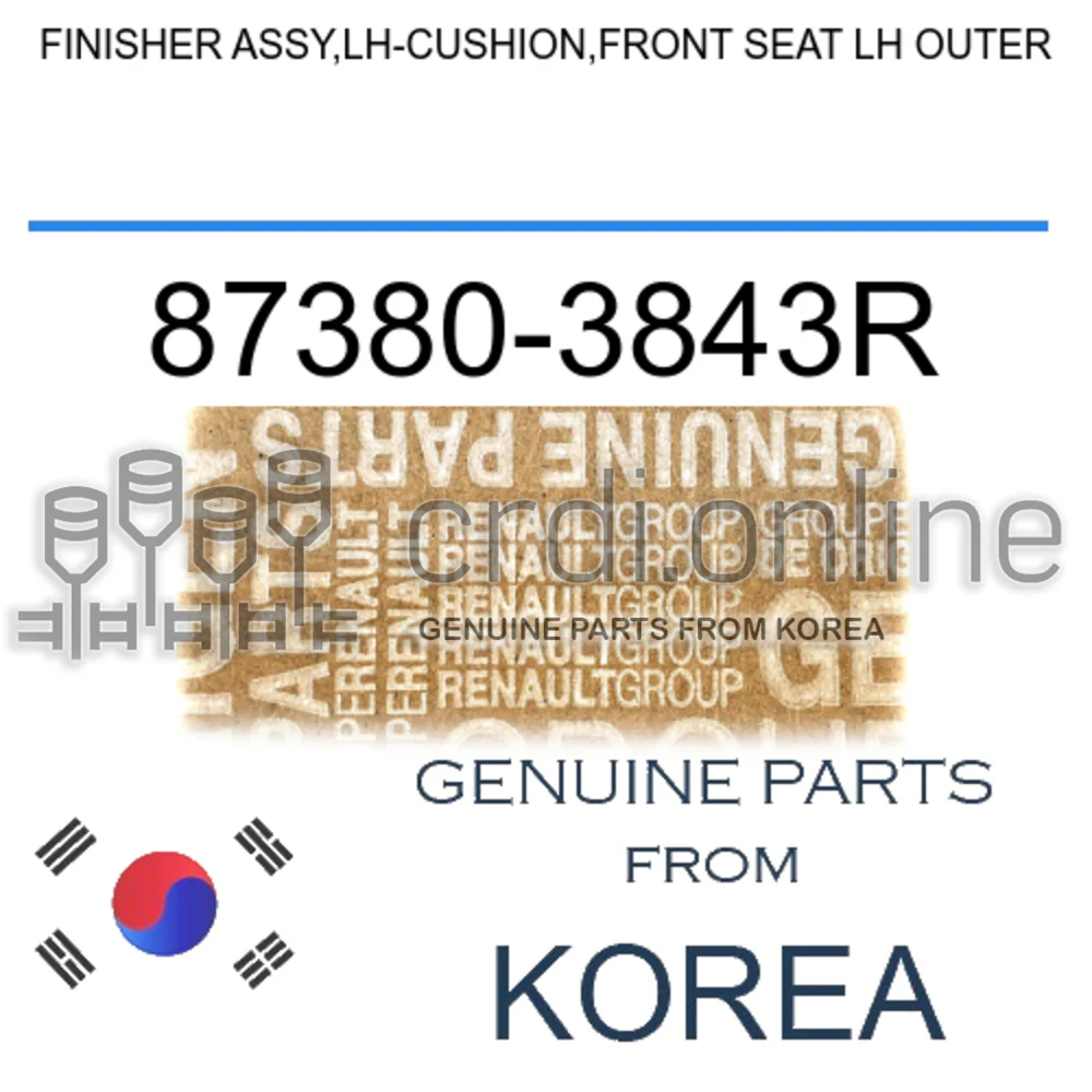 FINISHER ASSY,LH-CUSHION,FRONT SEAT LH OUTER [ORIGINAL] 87380-3843R 873803843R 87380 3843R