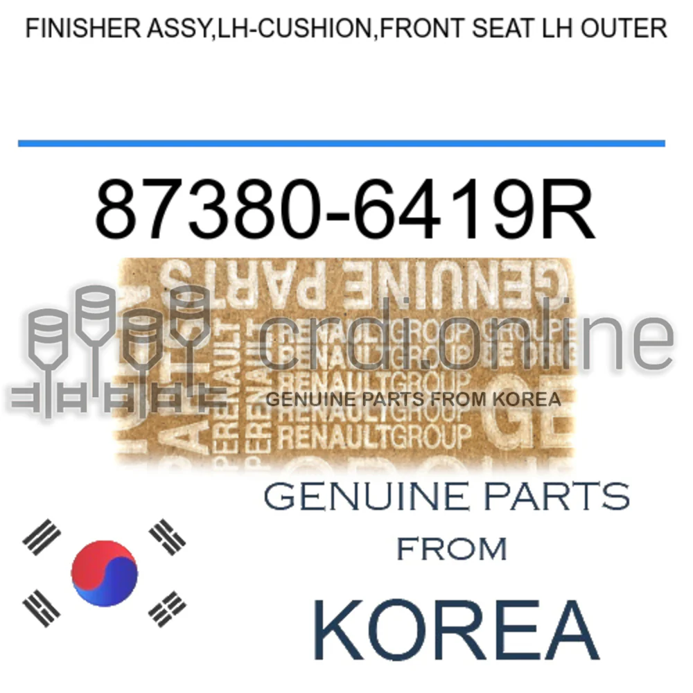 FINISHER ASSY,LH-CUSHION,FRONT SEAT LH OUTER [ORIGINAL] 87380-6419R 873806419R 87380 6419R