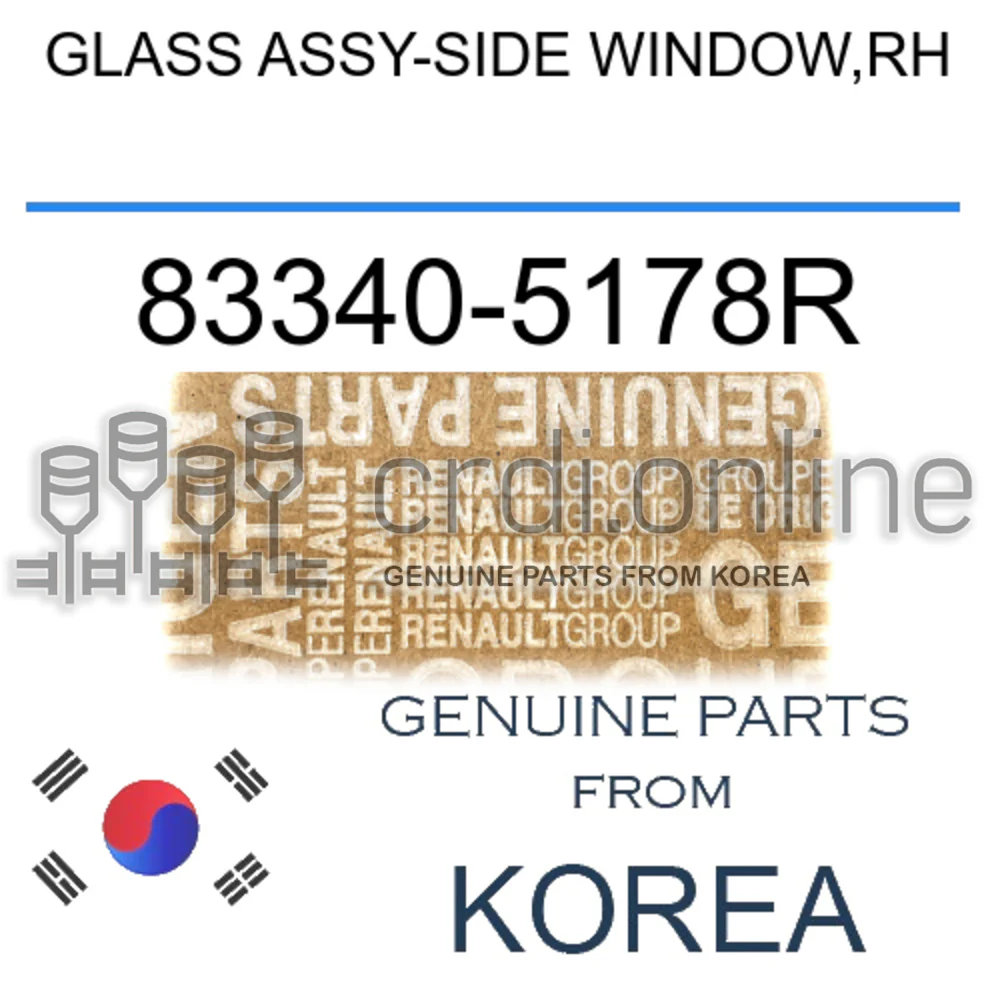 GLASS ASSY-SIDE WINDOW,RH [ORIGINAL] 83340-5178R 833405178R 83340 5178R