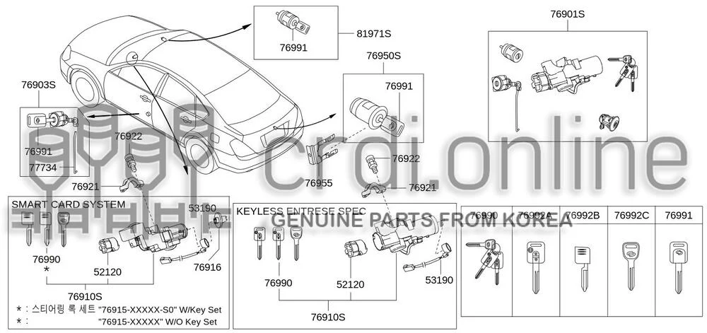 KNOB ASSY-STEERING LOCK [ORIGINAL] 76916-52000GG 7691652000GG 76916 52000GG