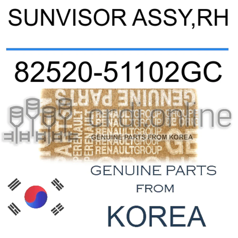 SUNVISOR ASSY,RH [ORIGINAL] 82520-51102GC 8252051102GC 82520 51102GC